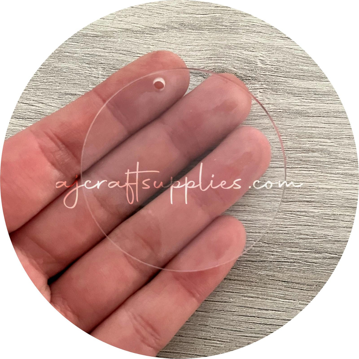 Clear Acrylic Blanks (with one hole) - 50mm Round Circle - Each