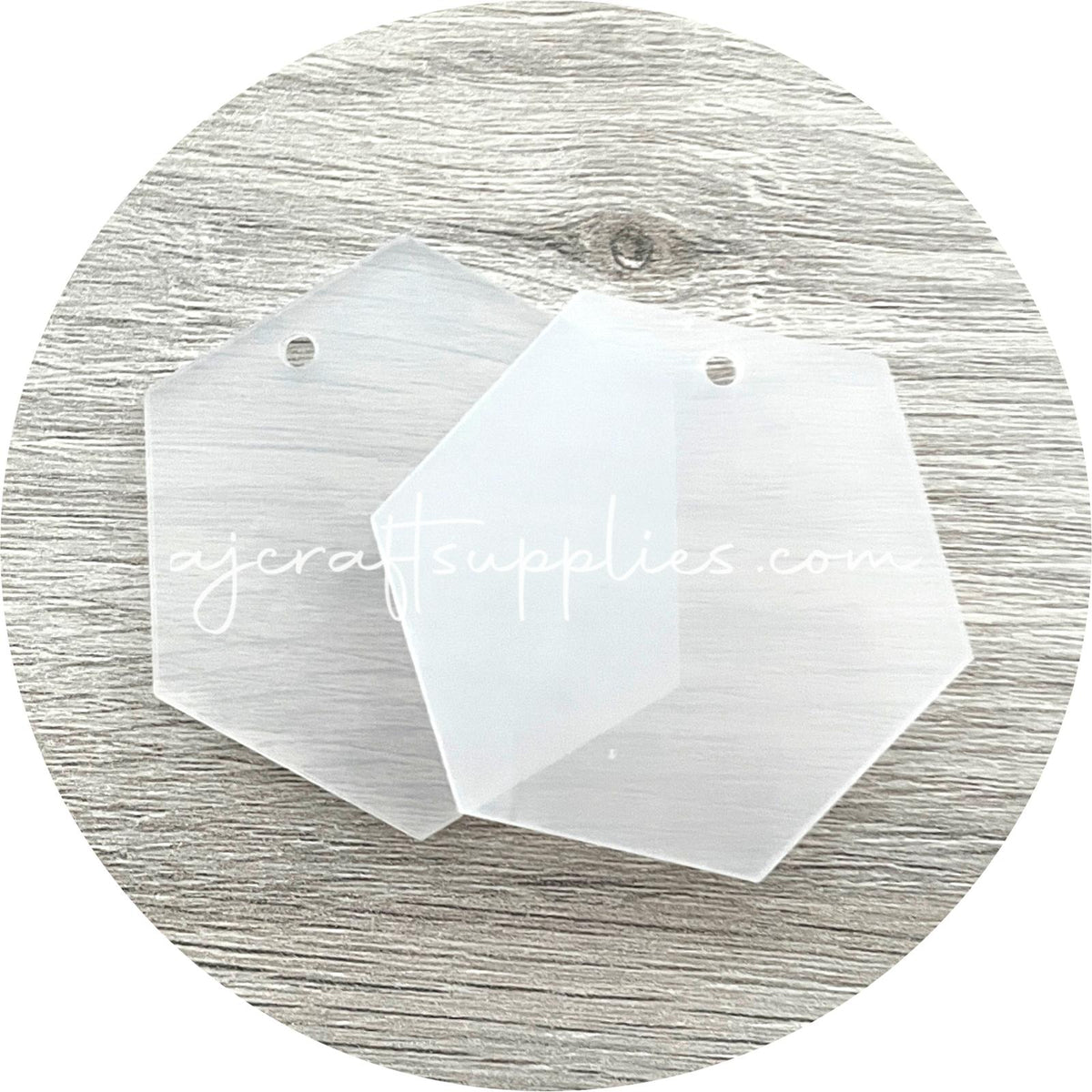 Clear Acrylic Blanks (with one hole) - 50mm Hexagon - Each
