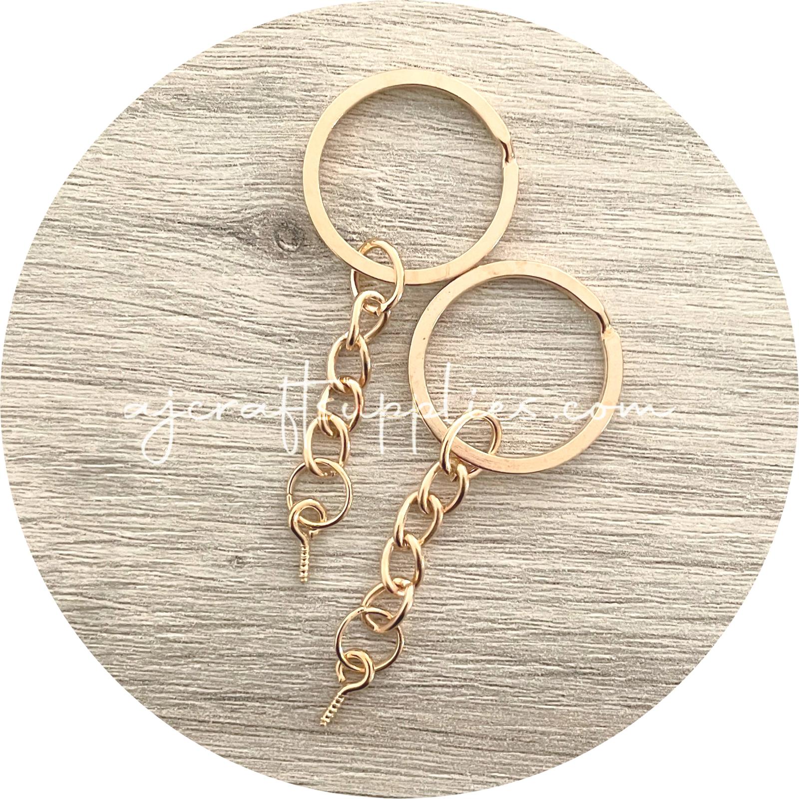 25mm Split Ring Keyring with Chain & Eye pin - Gold - 5 Rings (RESTOCK ETA - NOVEMBER)