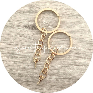 25mm Split Ring Keyring with Chain & Eye pin - Gold - 5 Rings (RESTOCK ETA - JUNE)