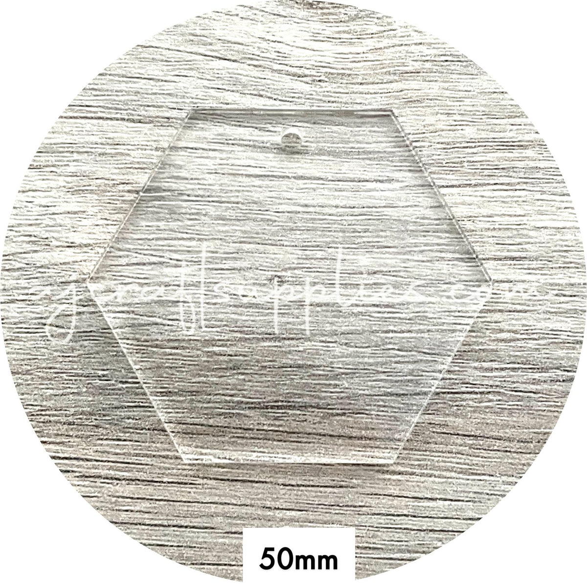 Clear Acrylic Blanks (with one hole) - 50mm Hexagon - Each