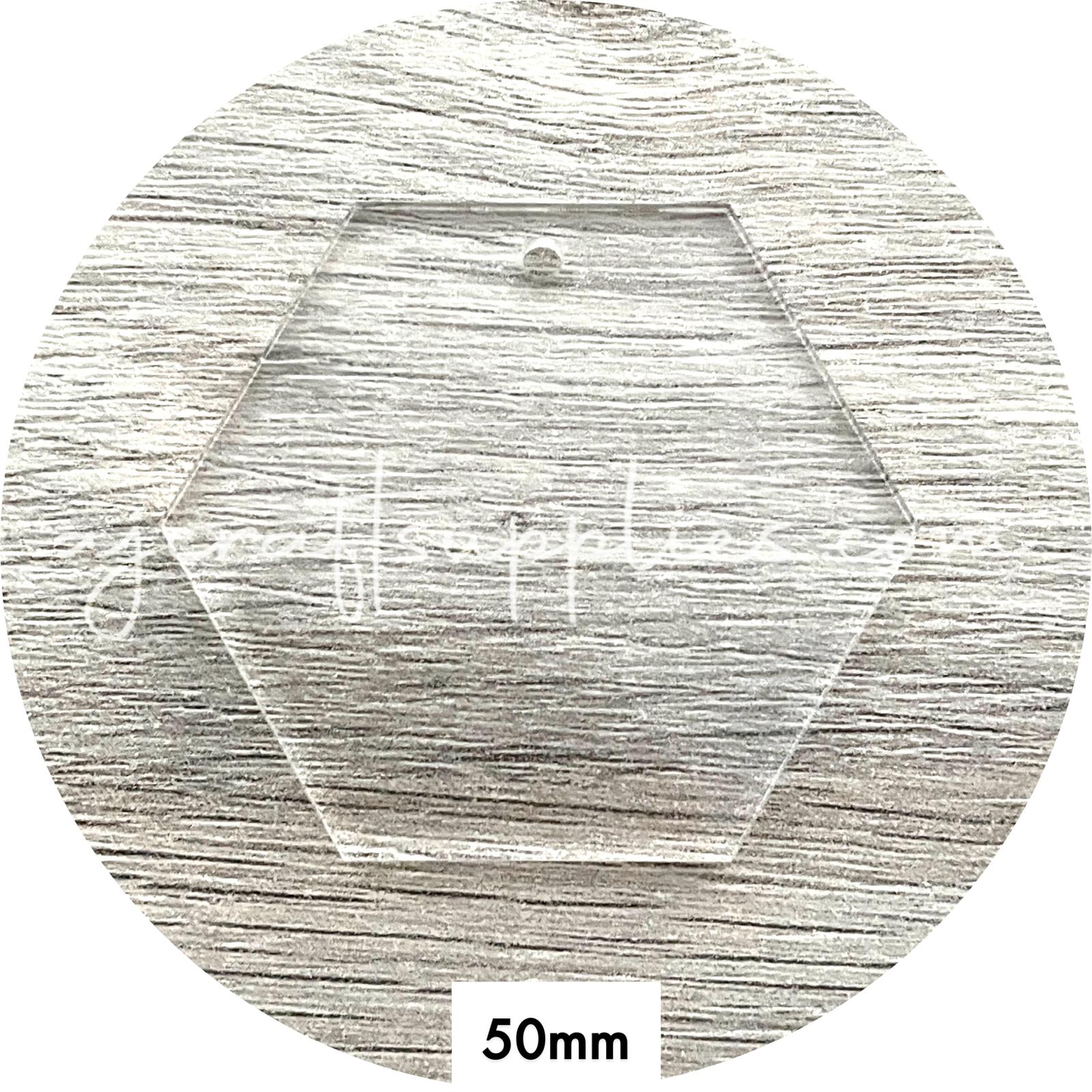 Clear Acrylic Blanks (with one hole) - 50mm Hexagon - Each