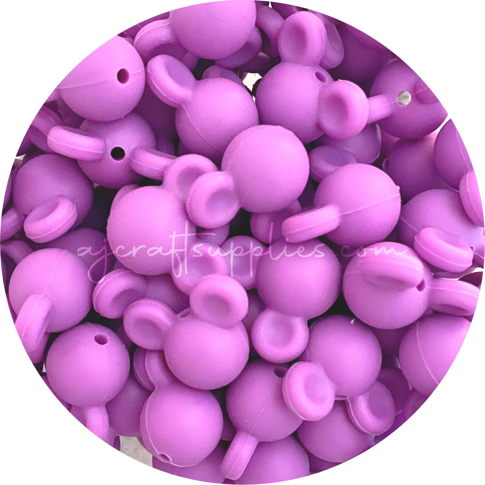 Lavender Purple - Mouse Head - 5 Beads