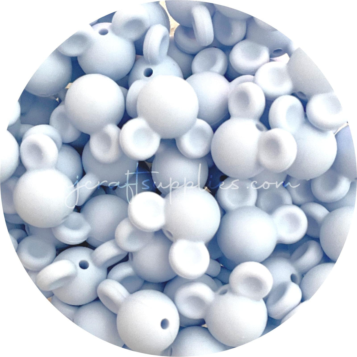 Pastel Blue - Mouse Head - 5 Beads