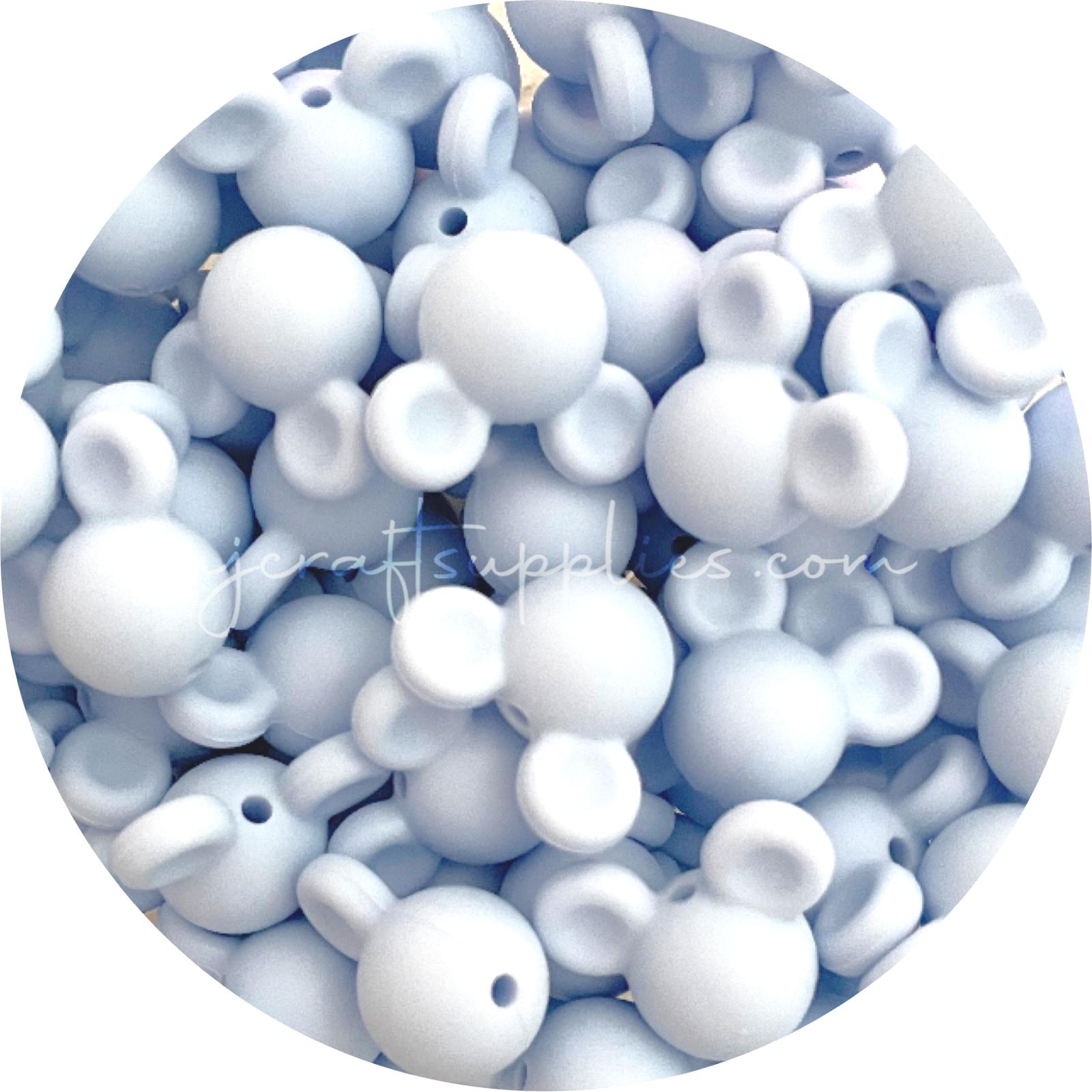 Pastel Blue - Mouse Head - 5 Beads