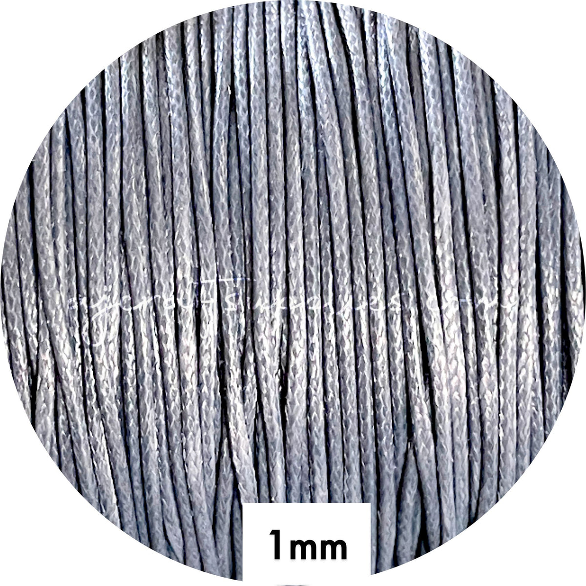 Dark Grey - 1mm Waxed Braided Polyester Cord - 5 metres