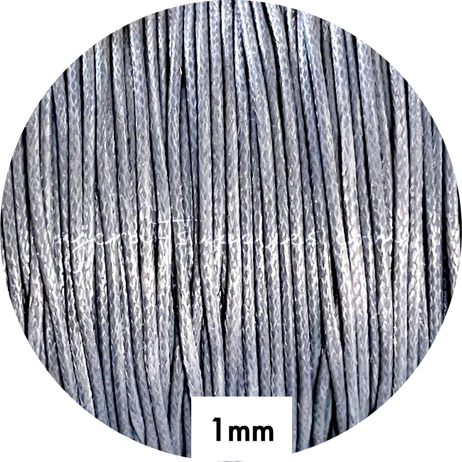 Dark Grey - 1mm Waxed Braided Polyester Cord - 5 metres