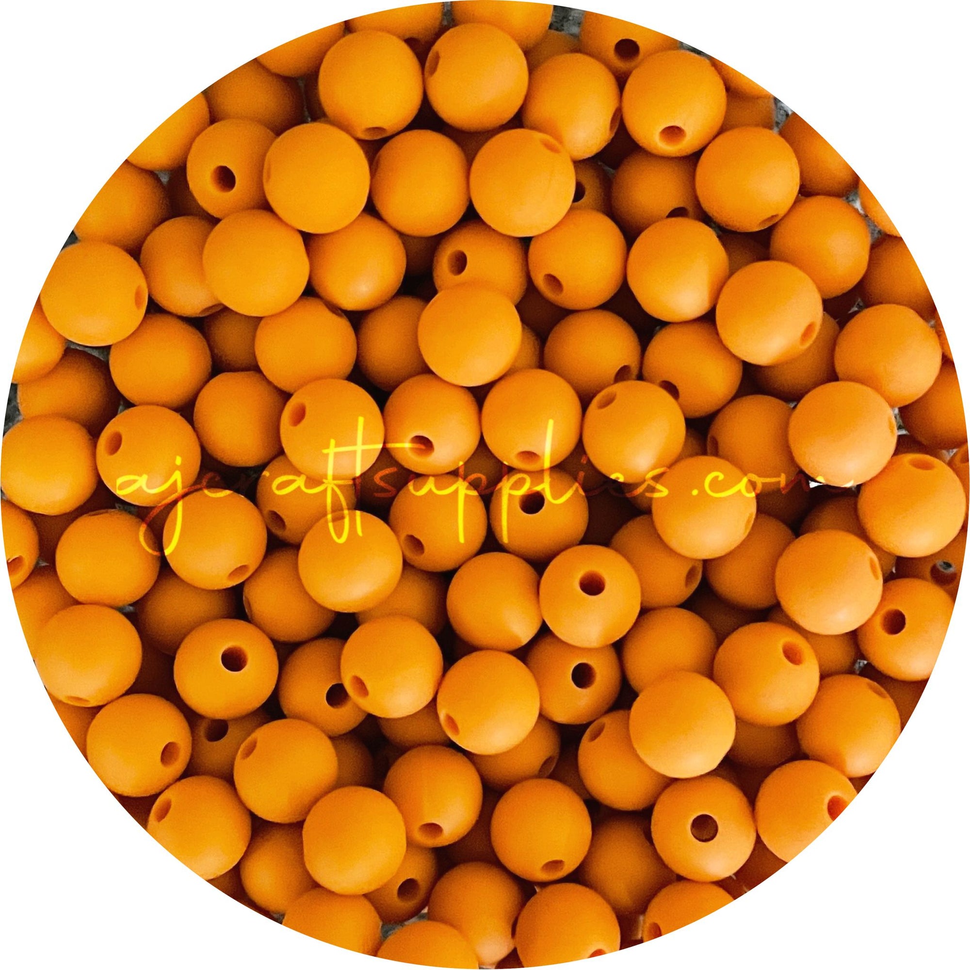Mango - 9mm Round Silicone Beads - 5 Beads