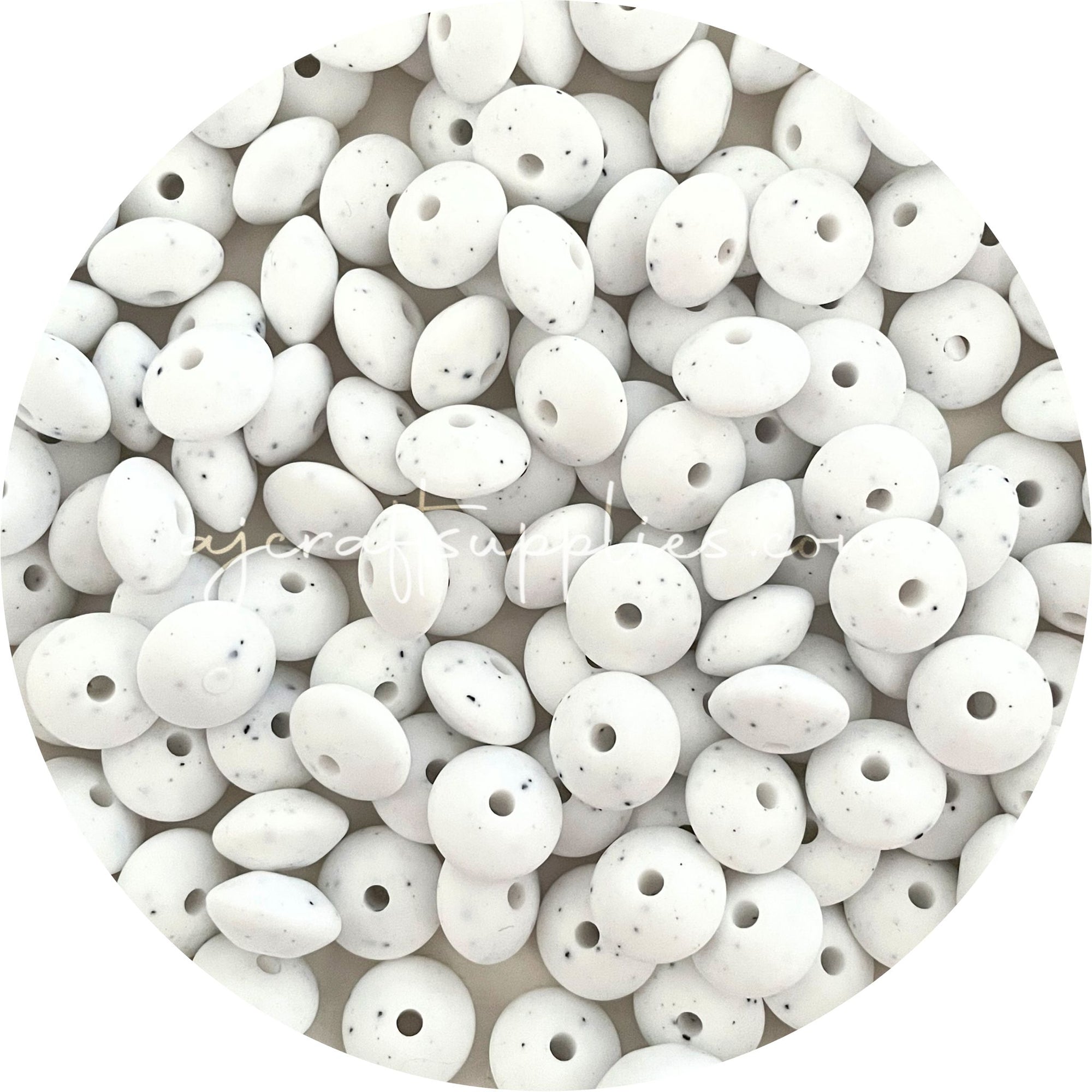 White Speckled - 12mm Mini Saucer - Each