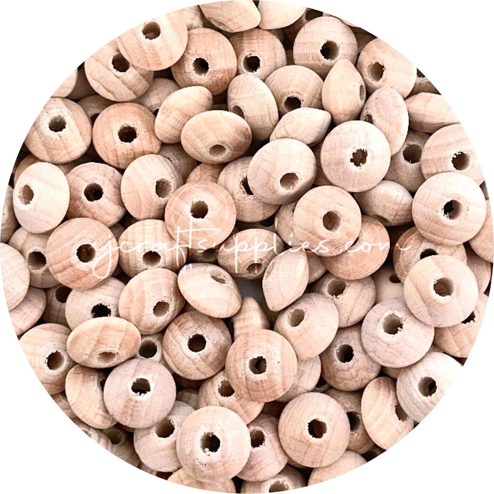 Beech Wood Beads - 12mm Mini Saucer - Each