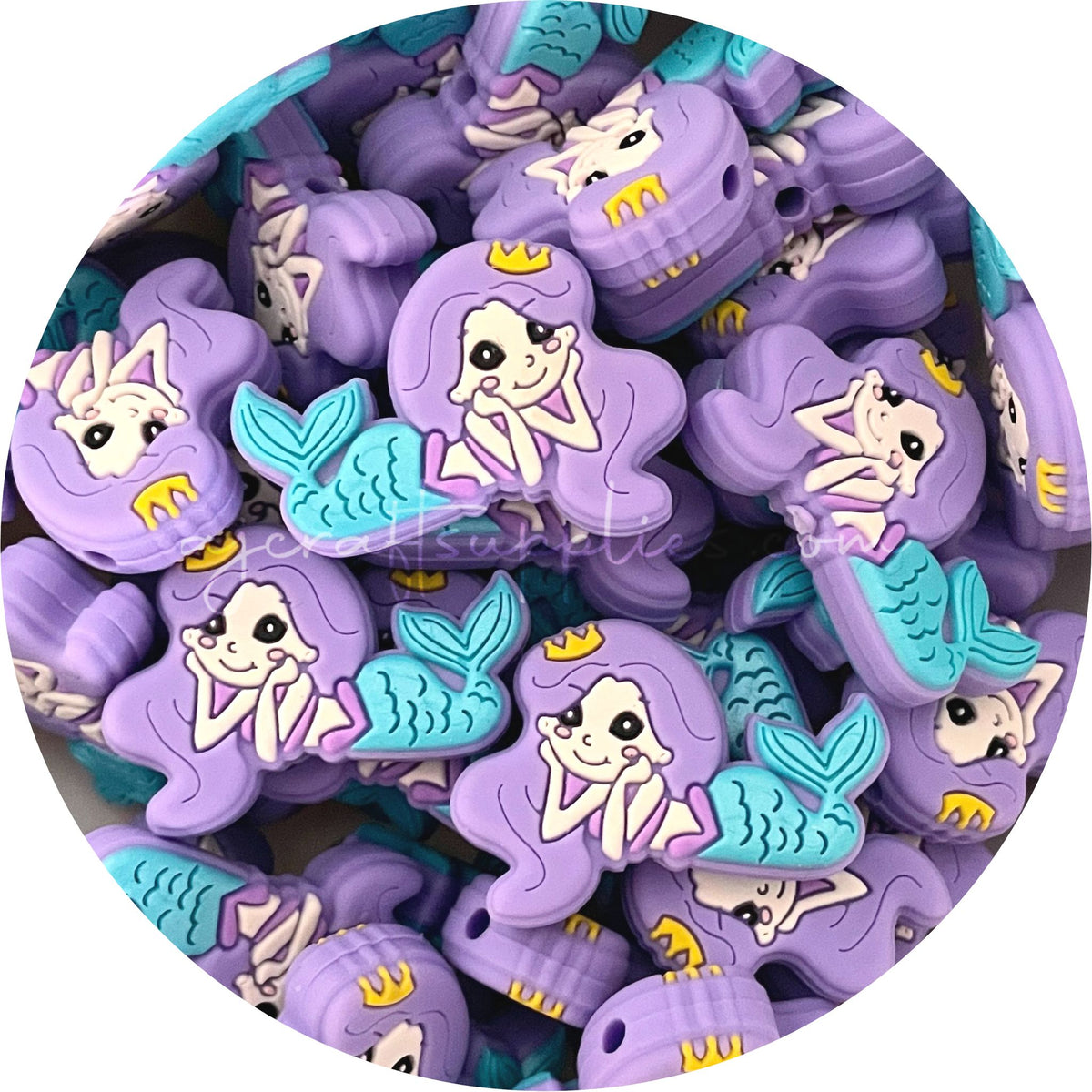 Mermaid Silicone Beads - CHOOSE YOUR COLOUR - 2 beads