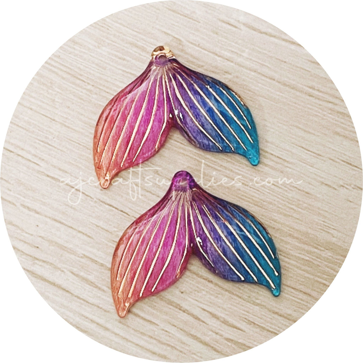 Mermaid Tail Acrylic Charms - Multi / Gold - Each