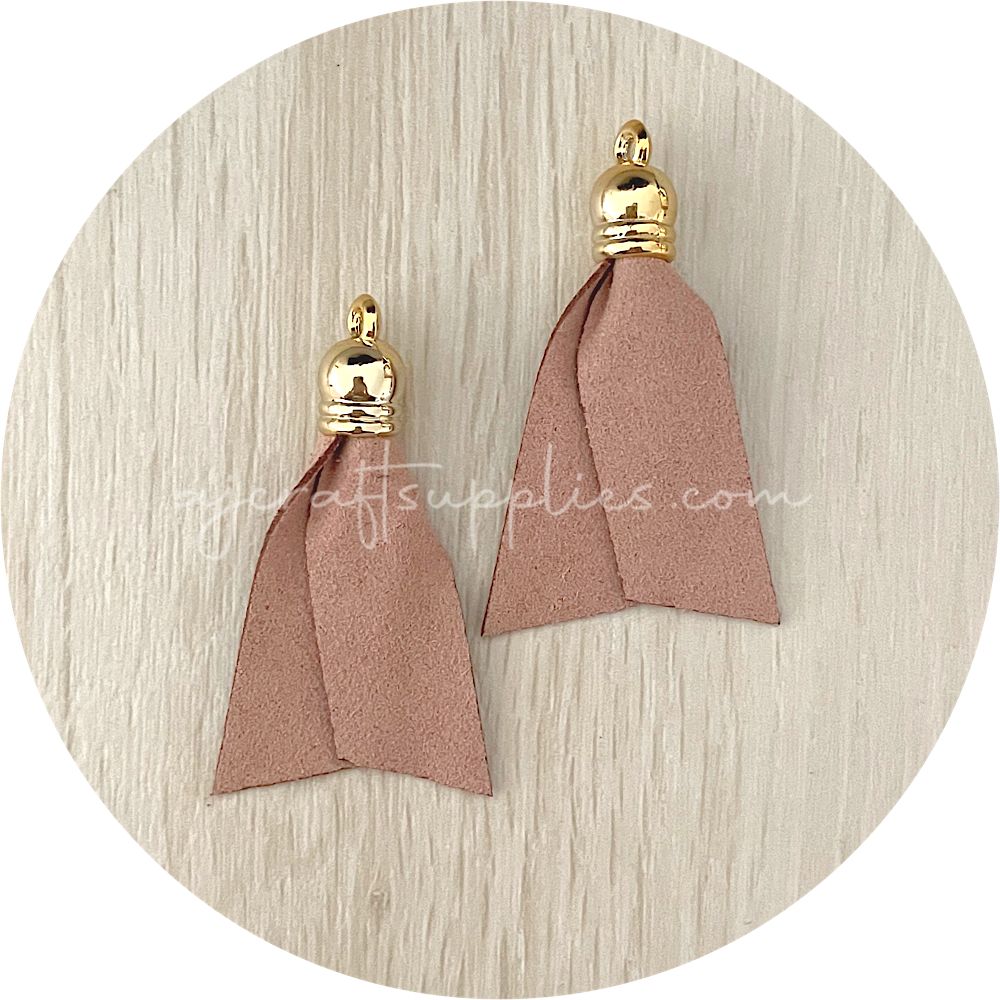 50mm Suede Ribbon Tassels - Dusky Mauve - 2 pcs