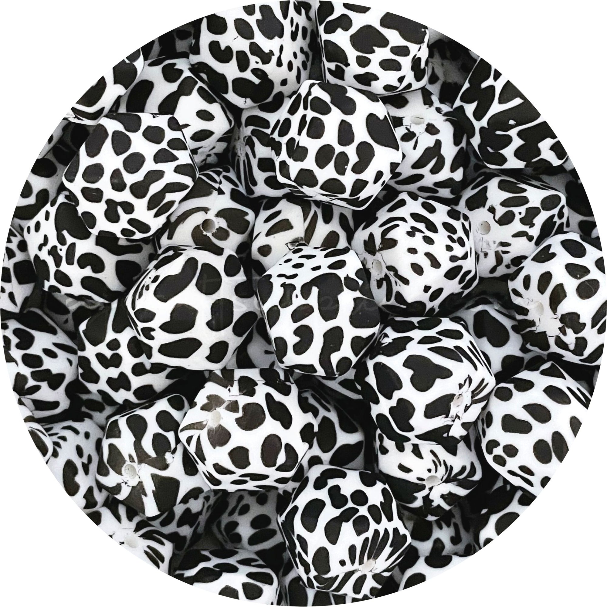 Cow Print - 17mm hexagon - 10 Beads