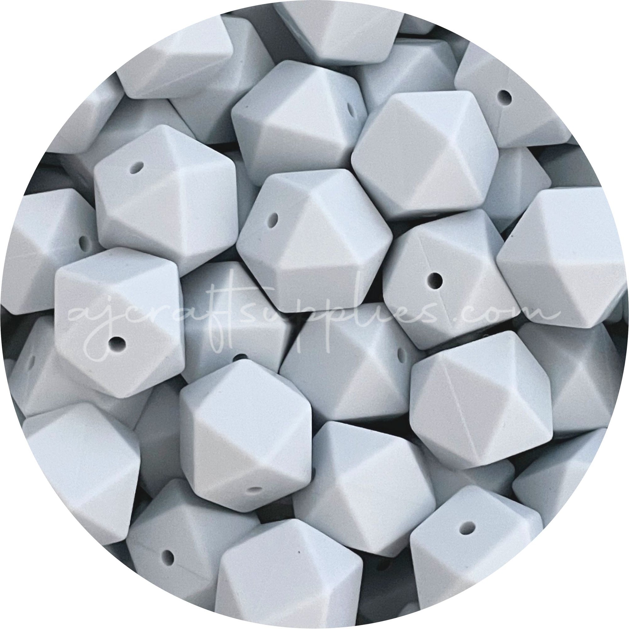 Silver Blue Mist - 17mm Hexagon - 10 Beads