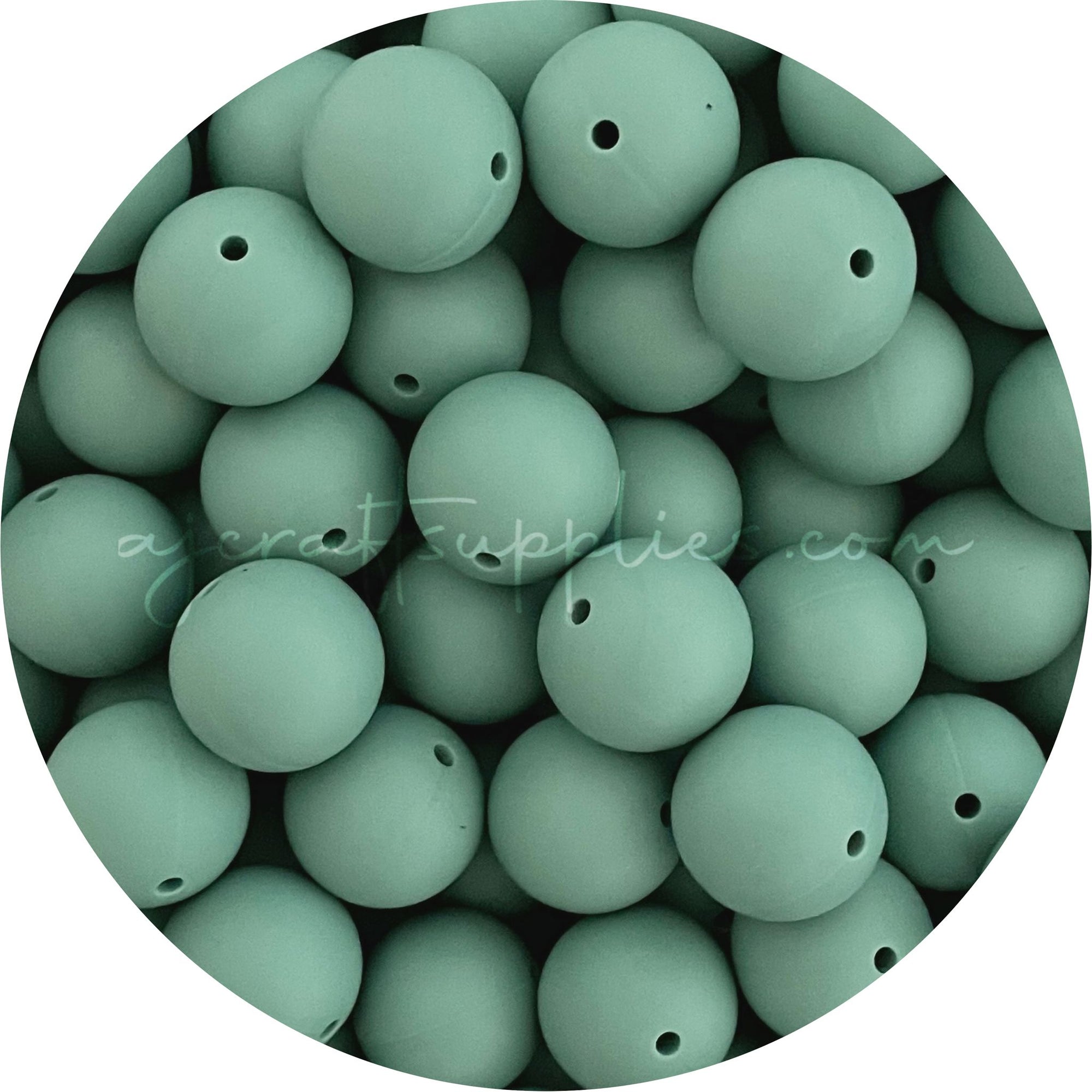 Ether Green - 19mm round - 5 Beads