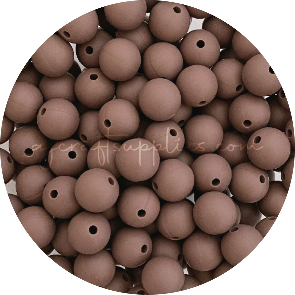 Mocha - 12mm Round Silicone Beads - 10 beads