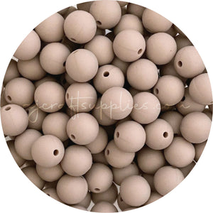 Taupe - 12mm Round Silicone Beads - 10 beads