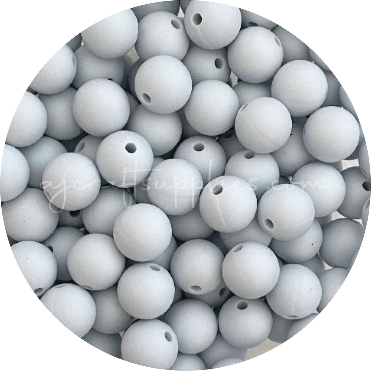 Silver Blue Mist - 12mm Round Silicone Beads - 10 beads