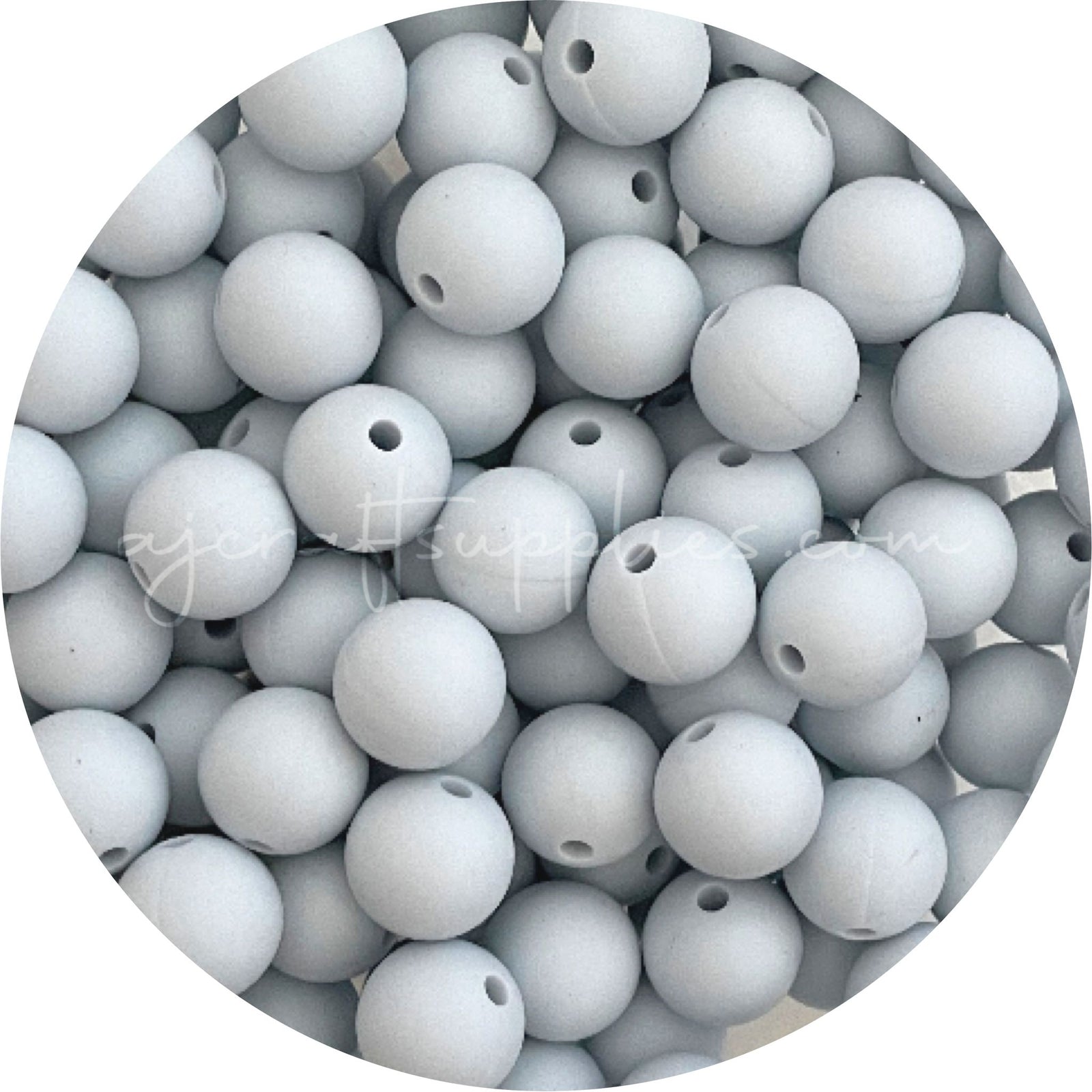 Silver Blue Mist - 12mm Round Silicone Beads - 10 beads