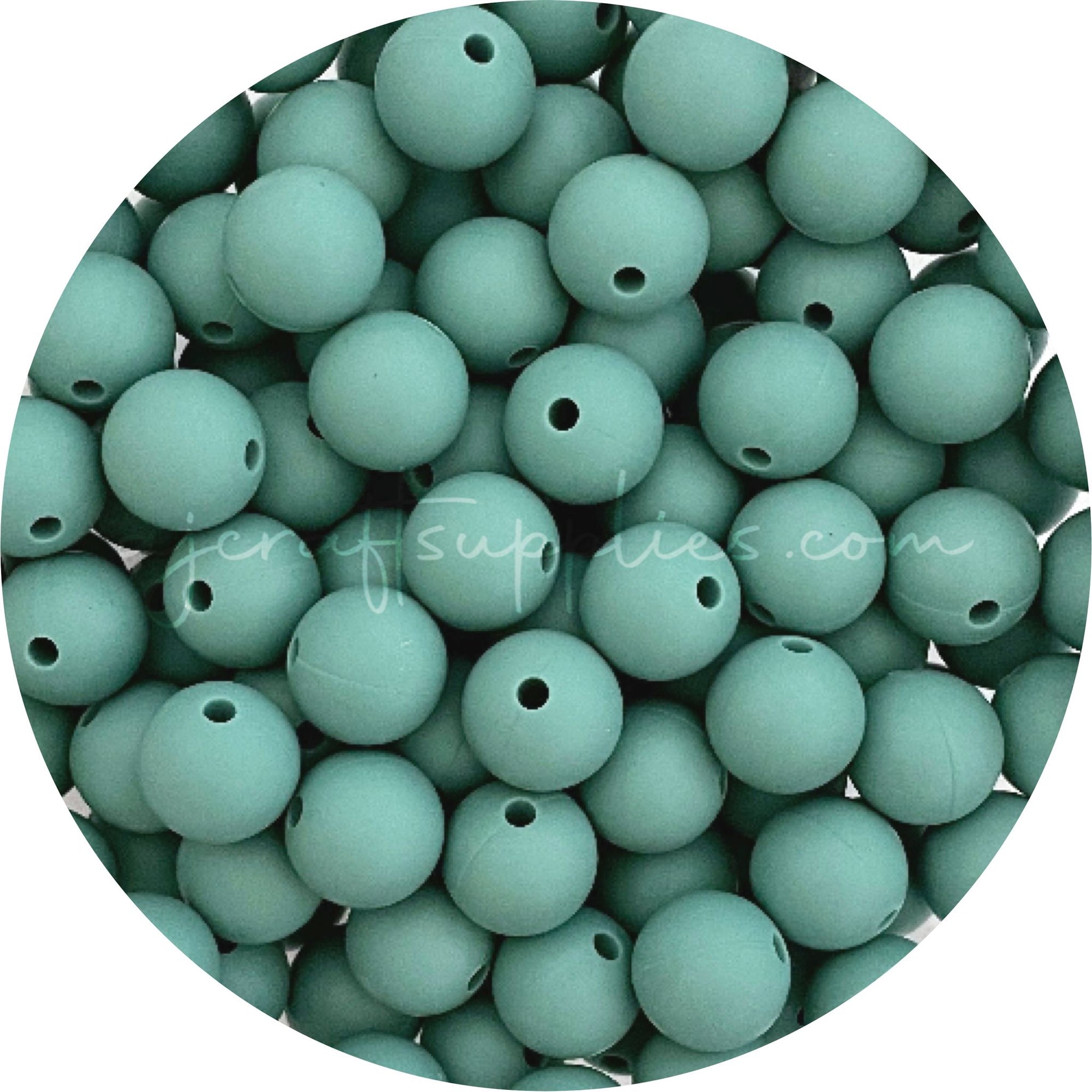 Ether Green - 12mm Round Silicone Beads - 10 beads