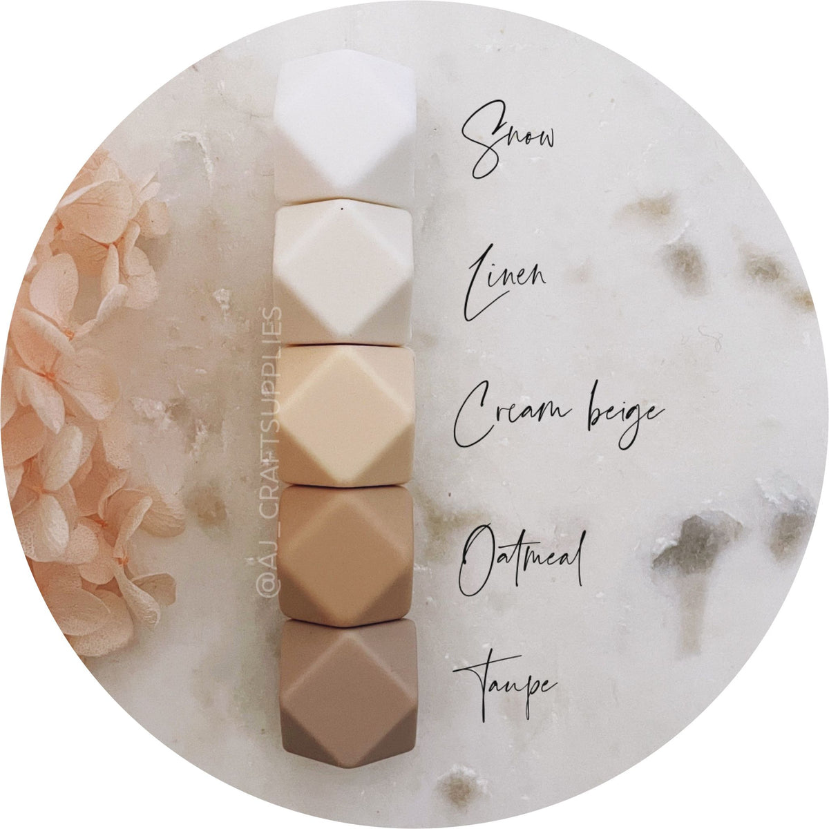 Taupe - 17mm Hexagon - 10 Beads