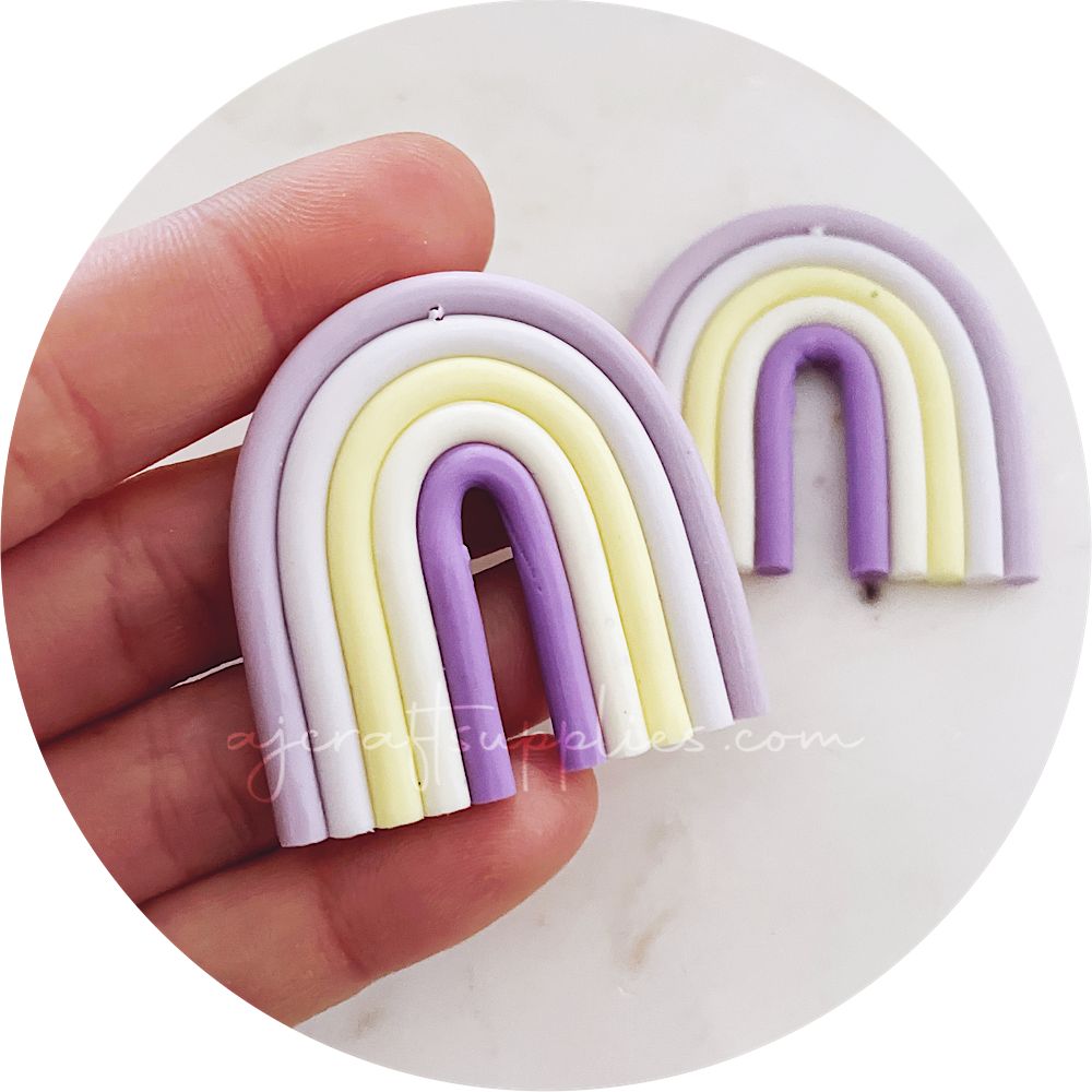 Colourful Rainbow Arch Clay Charm - Purple - Each