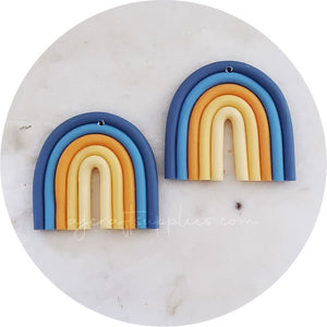 Colourful Rainbow Arch Clay Charm - Blue / Cream - Each
