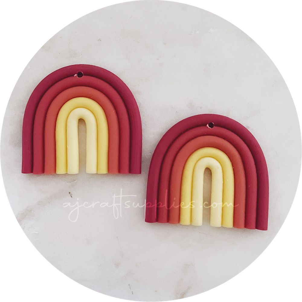 Colourful Rainbow Arch Clay Charm - Red / Orange - Each