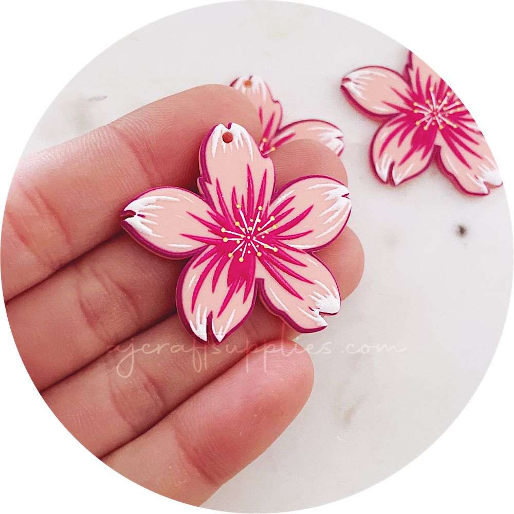 Sakura / Cherry Blossom Acrylic Charm - Each