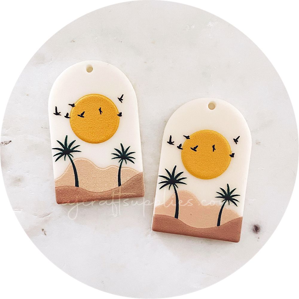 Beach Scene Palm Trees Arch Acrylic Charm - Each