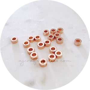 6mm Cylindrical Spacer Beads - Rose Gold - 2 beads - A0435