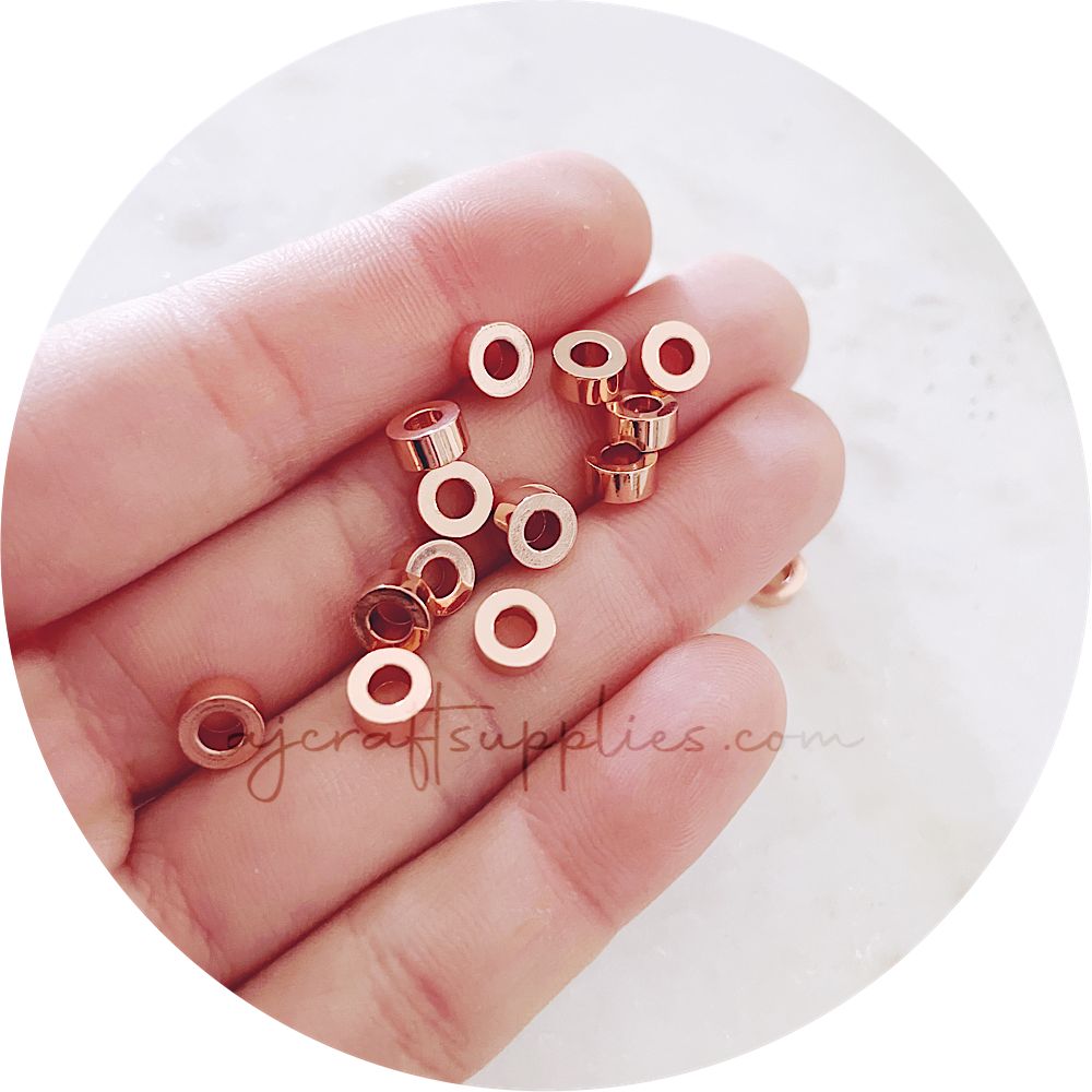 6mm Cylindrical Spacer Beads - Rose Gold - 2 beads - A0435