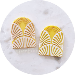 Fan Grooved Arch Acrylic Charms - Mustard Yellow - Each