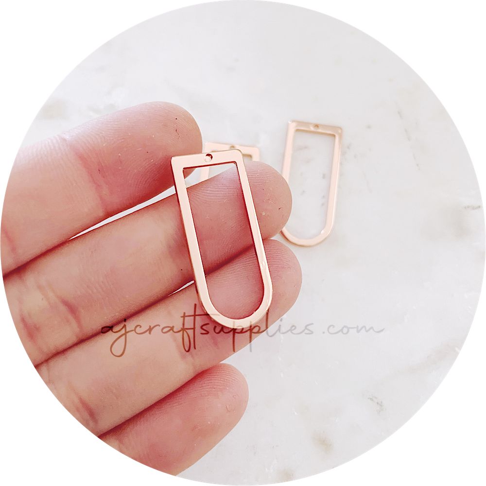 D Shape Rings Metal Connectors - Rose Gold - 2 pcs - BS1730