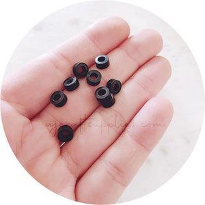 6mm Cylindrical Spacer Beads - Black - 2 beads - A0435