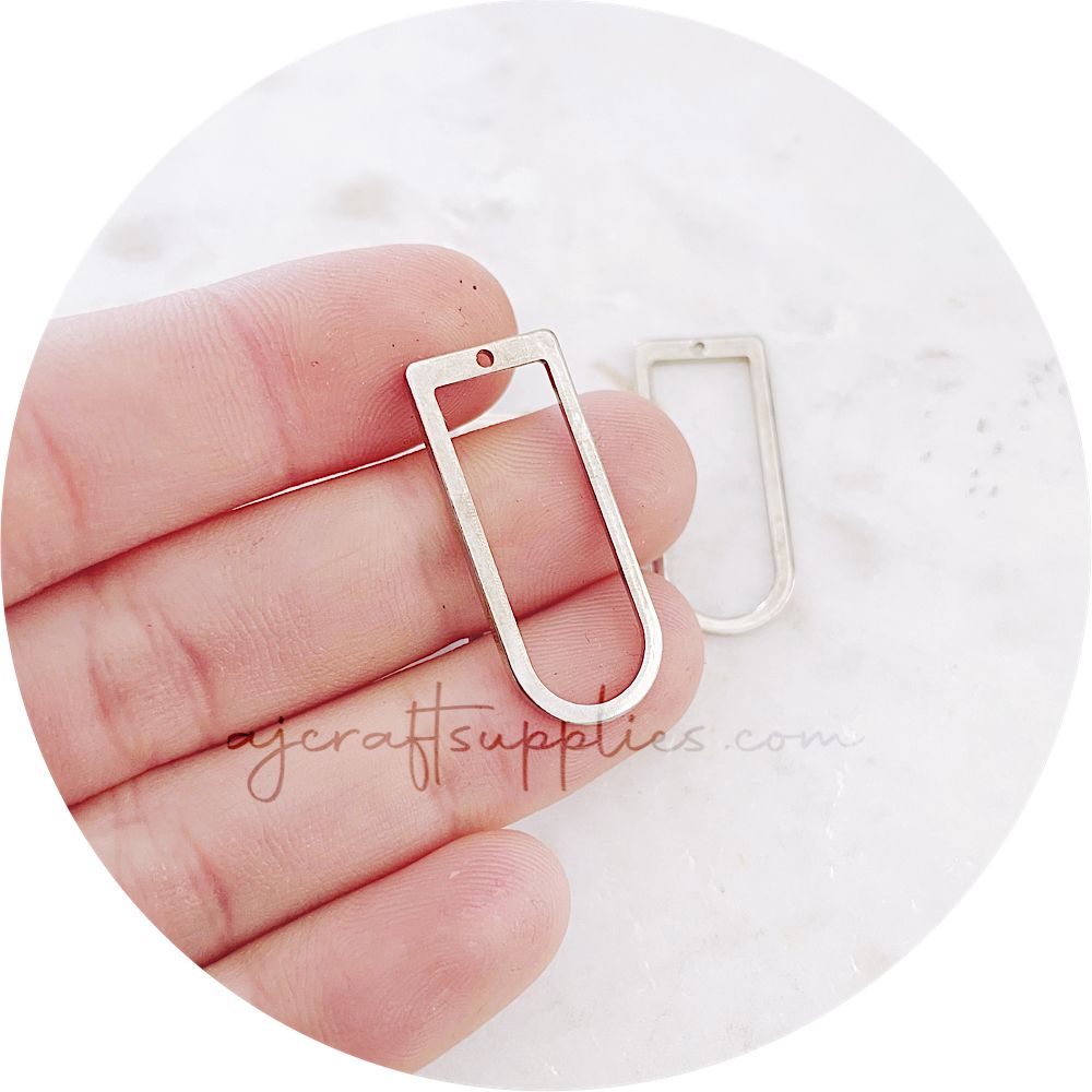 D Shape Rings Metal Connectors - Silver - 2 pcs - BS1730