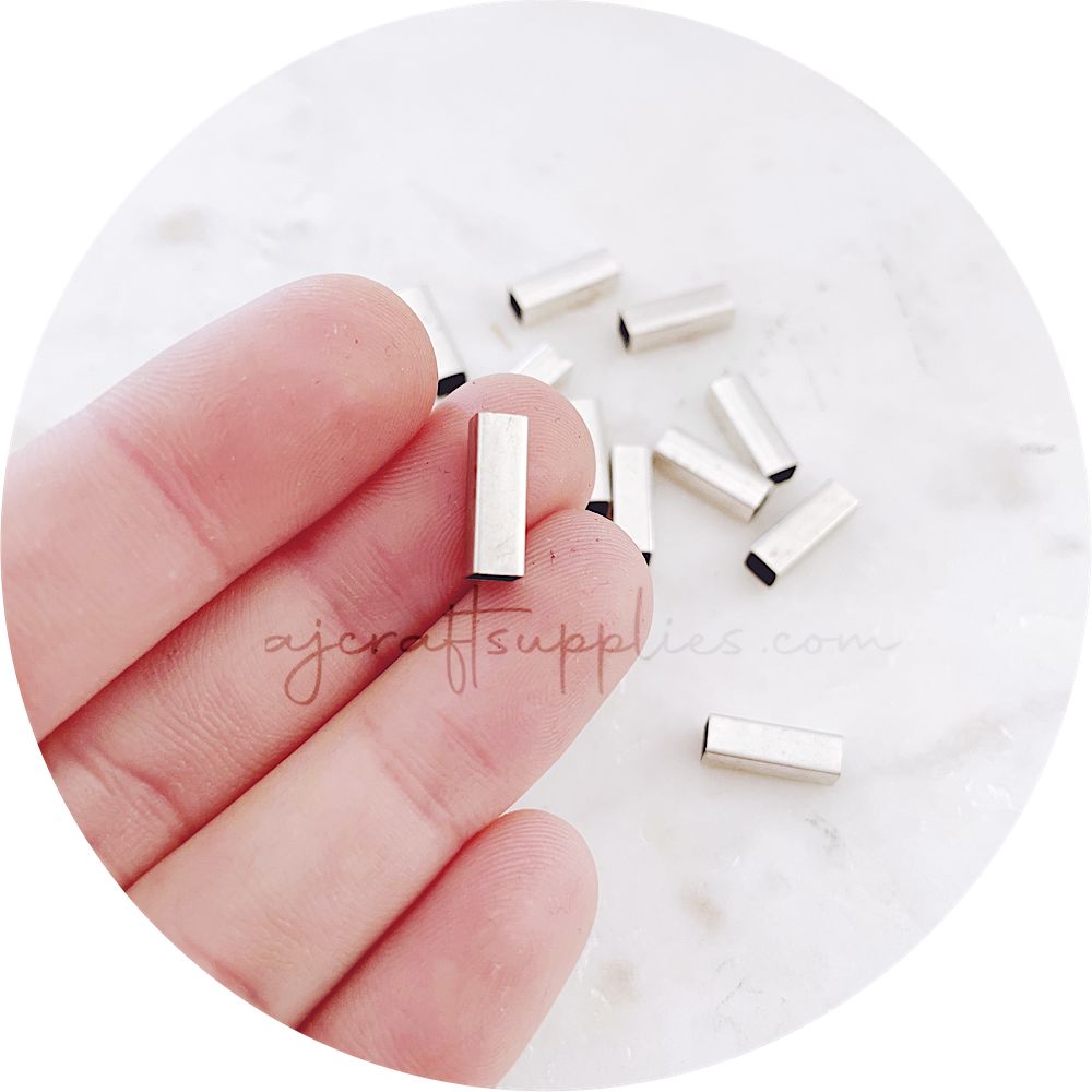 12mm Square-end Tube Beads - Antique Silver - 2 beads - A0685