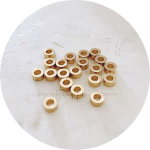 6mm Cylindrical Spacer Beads - Raw Brass - 2 beads - A0435