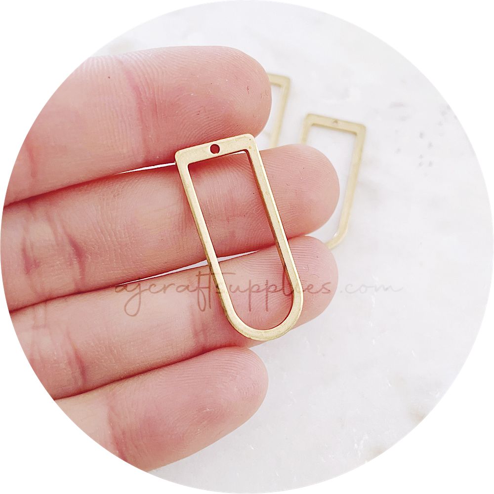 D Shape Rings Metal Connectors - Raw Brass - 2 pcs - BS1730