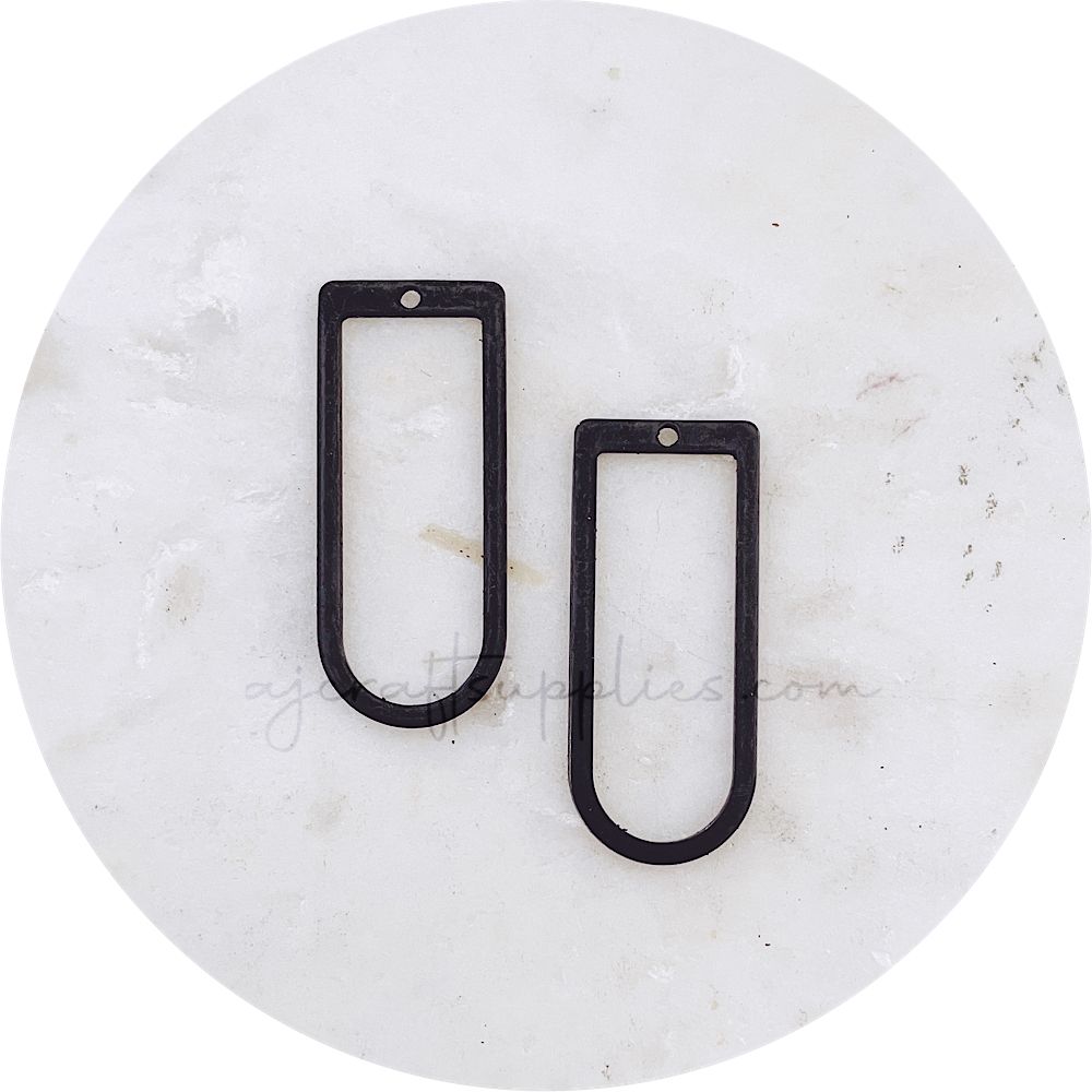 D Shape Rings Metal Connectors - Black - 2 pcs - BS1730