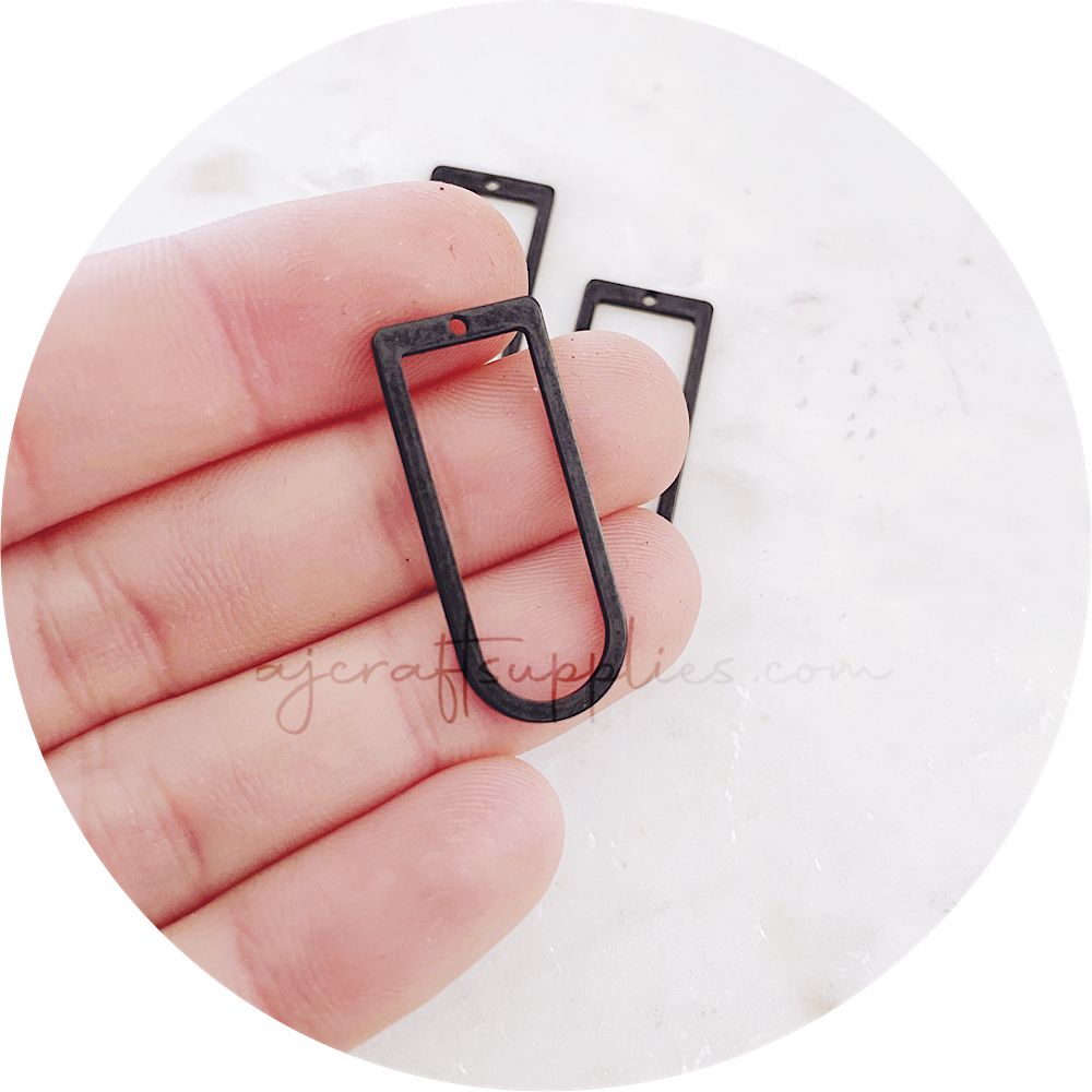 D Shape Rings Metal Connectors - Black - 2 pcs - BS1730