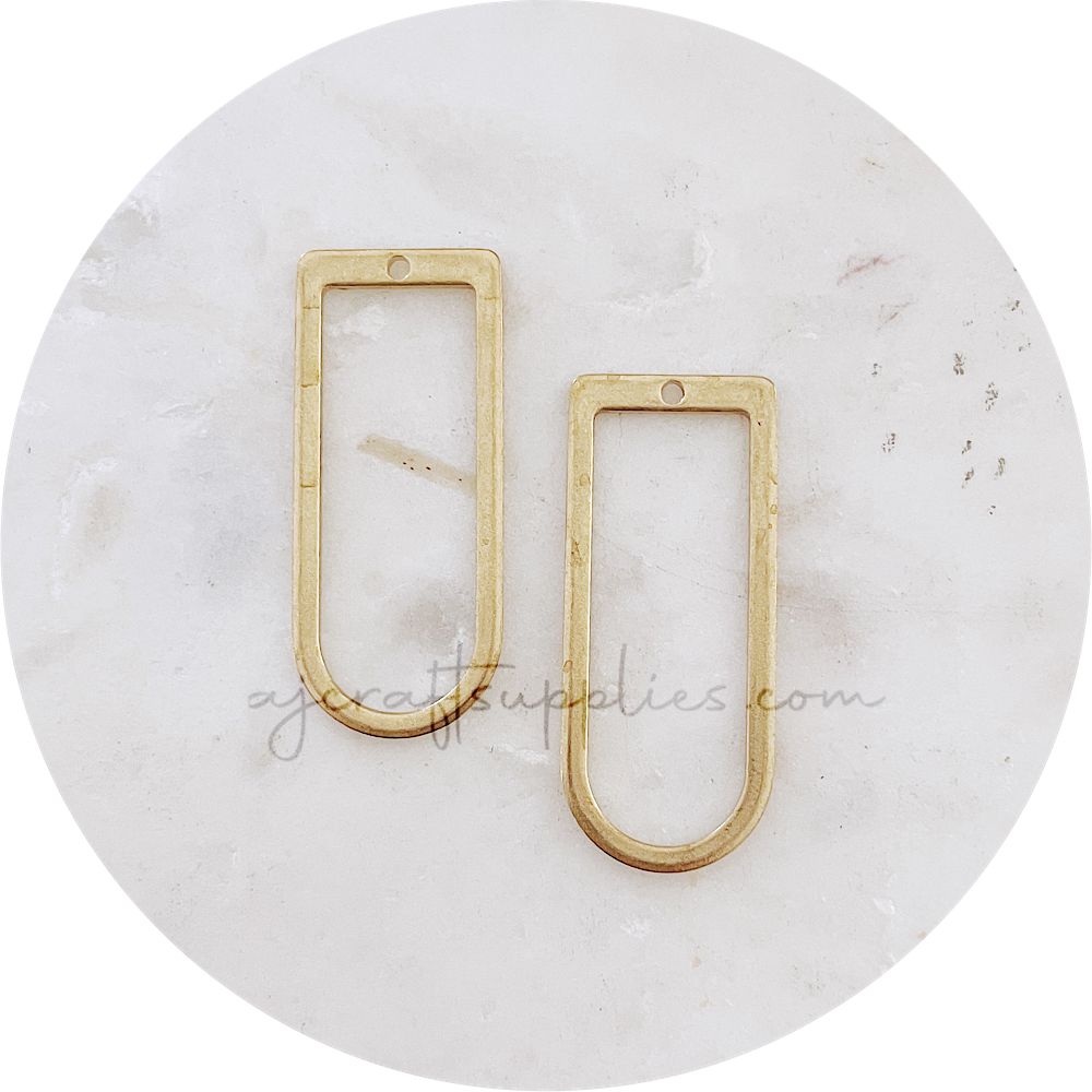 D Shape Rings Metal Connectors - Raw Brass - 2 pcs - BS1730