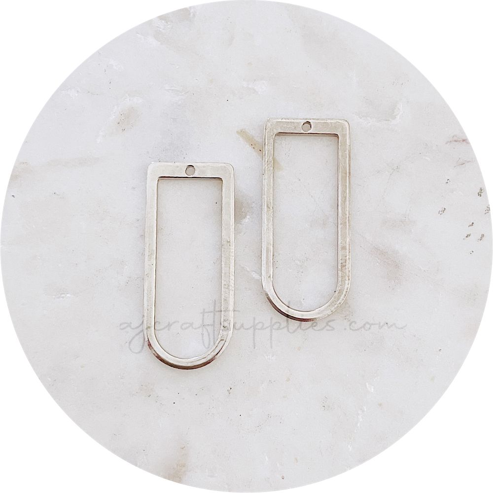 D Shape Rings Metal Connectors - Silver - 2 pcs - BS1730