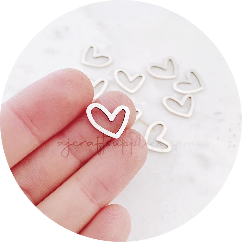 Little Love Heart Metal Connectors - Antique Silver - 2 pcs - D1195