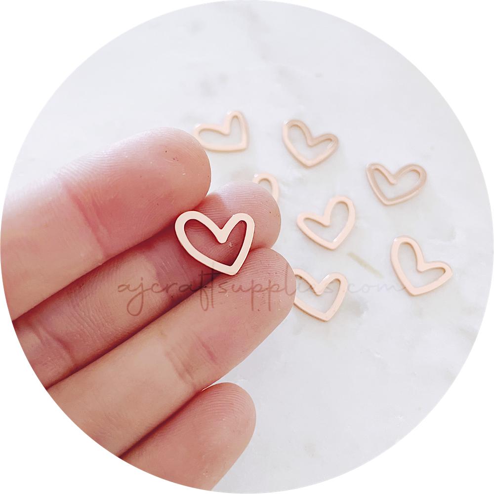 Little Love Heart Metal Connectors - Rose Gold - 2 pcs - D1195