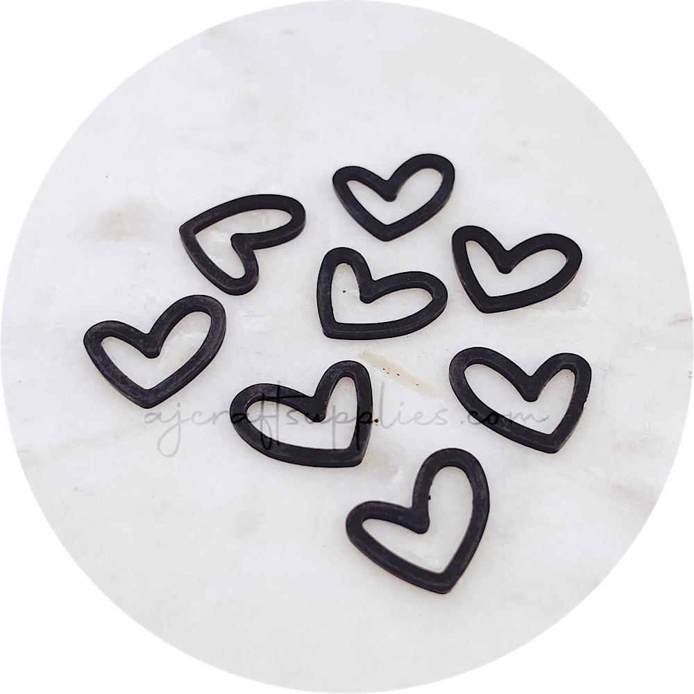 Little Love Heart Metal Connectors - Black - 2 pcs - D1195