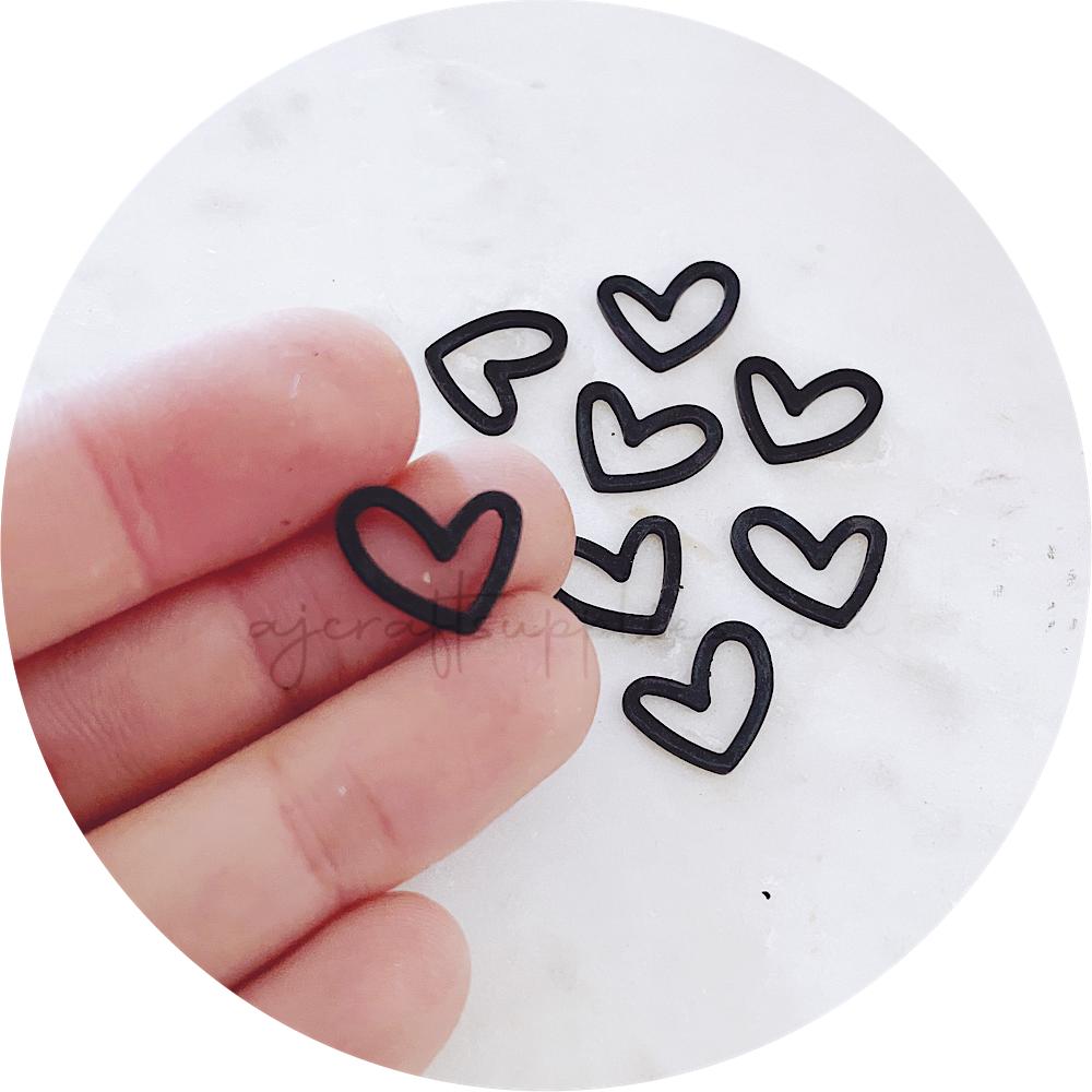 Little Love Heart Metal Connectors - Black - 2 pcs - D1195