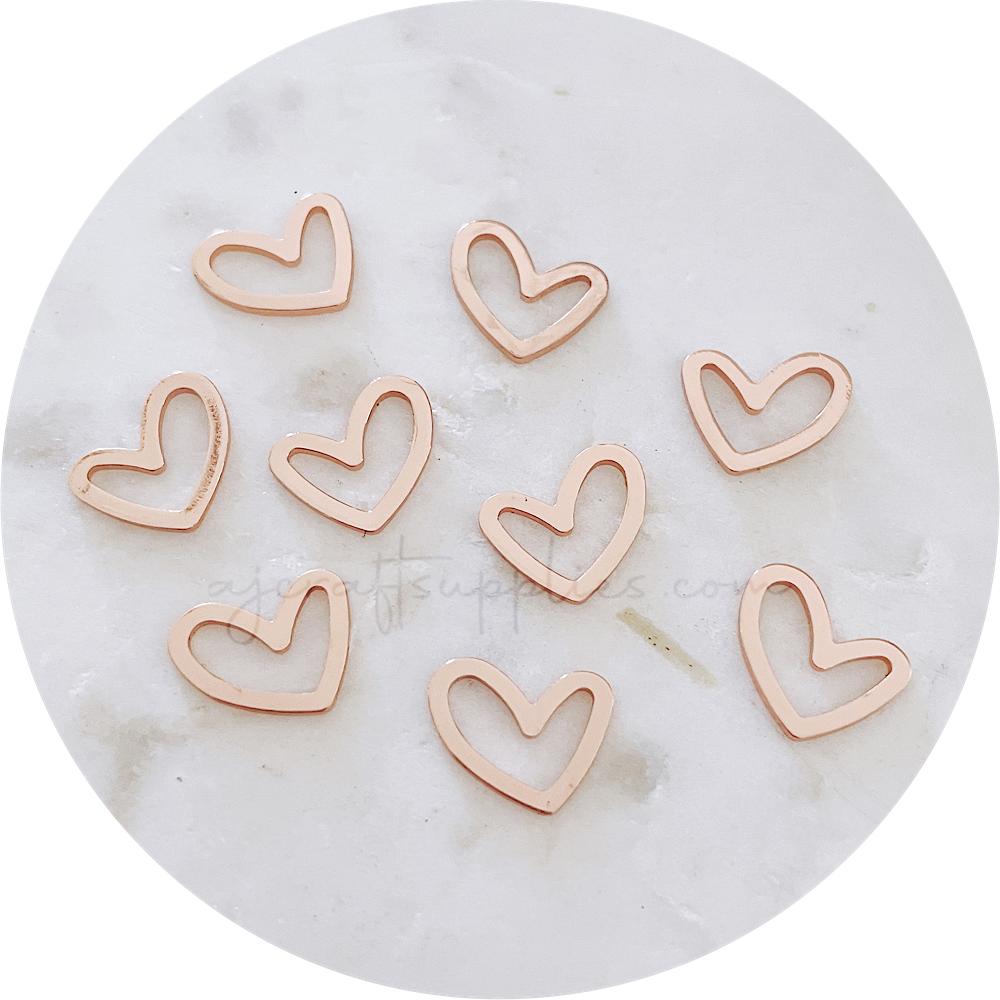 Little Love Heart Metal Connectors - Rose Gold - 2 pcs - D1195
