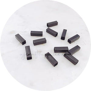 12mm Square-end Tube Beads - Black - 2 beads - BRS1401